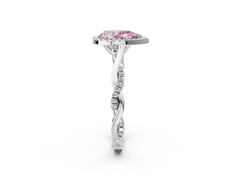 White gold Fancy Pink Pear Cut Halo Twist Band with Four-Prong Setting_2