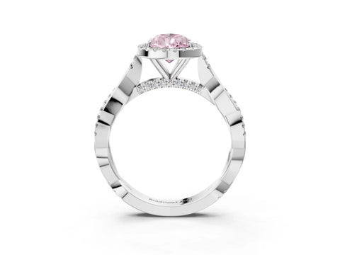 White gold Fancy Pink Pear Cut Halo Twist Band with Four-Prong Setting_3