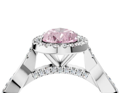 White gold Fancy Pink Pear Cut Halo Twist Band with Four-Prong Setting_4