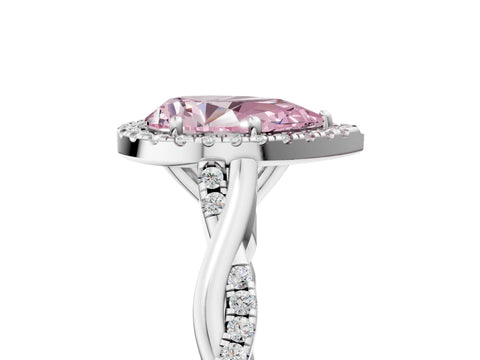 White gold Fancy Pink Pear Cut Halo Twist Band with Four-Prong Setting_5