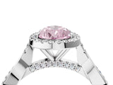 White gold Fancy Pink Pear Cut Halo Twist Band with Four-Prong Setting_88