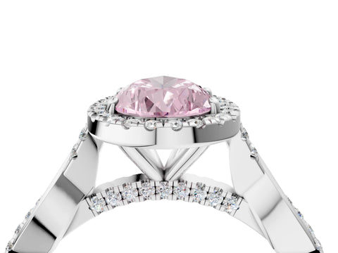 White gold Fancy Pink Pear Cut Halo Twist Band with Four-Prong Setting_88