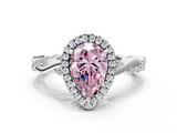 White gold Fancy Pink Pear  Cut Halo Twisted Band Four-Prong Ring_20