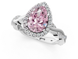 White gold Fancy Pink Pear  Cut Halo Twisted Band Four-Prong Ring_21