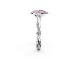 White gold Fancy Pink Pear  Cut Halo Twisted Band Four-Prong Ring_22