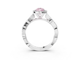 White gold Fancy Pink Pear  Cut Halo Twisted Band Four-Prong Ring_23