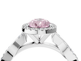 White gold Fancy Pink Pear  Cut Halo Twisted Band Four-Prong Ring_24