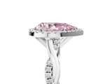 White gold Fancy Pink Pear  Cut Halo Twisted Band Four-Prong Ring_25