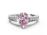 White gold Fancy Pink Pear  Cut Milgrain Channel Set Engagement Ring with Solitaire Prong Setting_67