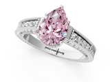 White gold Fancy Pink Pear  Cut Milgrain Channel Set Engagement Ring with Solitaire Prong Setting_68