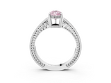 White gold Fancy Pink Pear  Cut Milgrain Channel Set Engagement Ring with Solitaire Prong Setting_70