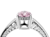 White gold Fancy Pink Pear  Cut Milgrain Channel Set Engagement Ring with Solitaire Prong Setting_71