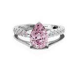 White gold Fancy Pink Pear  Cut Pavé Band Solitaire Ring with Four-Prong Setting_25