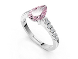 White gold Fancy Pink Pear  Cut Pavé Band Solitaire Ring with Four-Prong Setting_26
