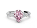 White gold Fancy Pink Pear  Cut Pave Diamond Engagement Ring with Channel Set Band and Four-Prong Setting_20