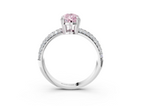 White gold Fancy Pink Pear  Cut Pave Diamond Engagement Ring with Channel Set Band and Four-Prong Setting_23
