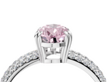 White gold Fancy Pink Pear  Cut Pave Diamond Engagement Ring with Channel Set Band and Four-Prong Setting_24