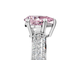 White gold Fancy Pink Pear  Cut Pave Diamond Engagement Ring with Channel Set Band and Four-Prong Setting_25