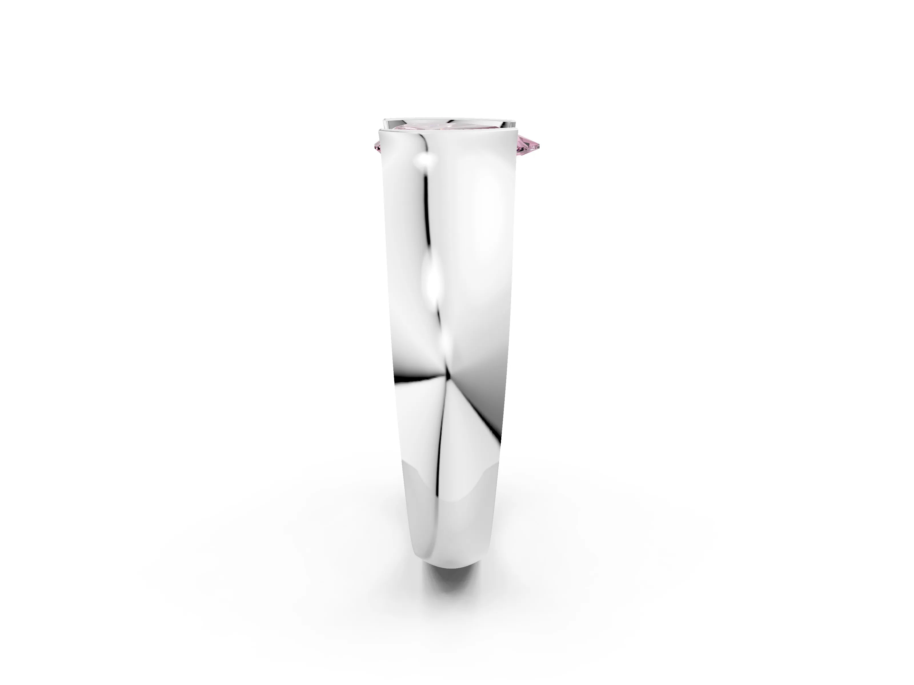 White gold Fancy Pink Pear Cut Solitaire Bezel Set Diamond Ring with Wide Band_14