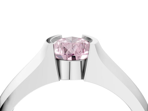 White gold Fancy Pink Pear Cut Solitaire Bezel Set Diamond Ring with Wide Band_16