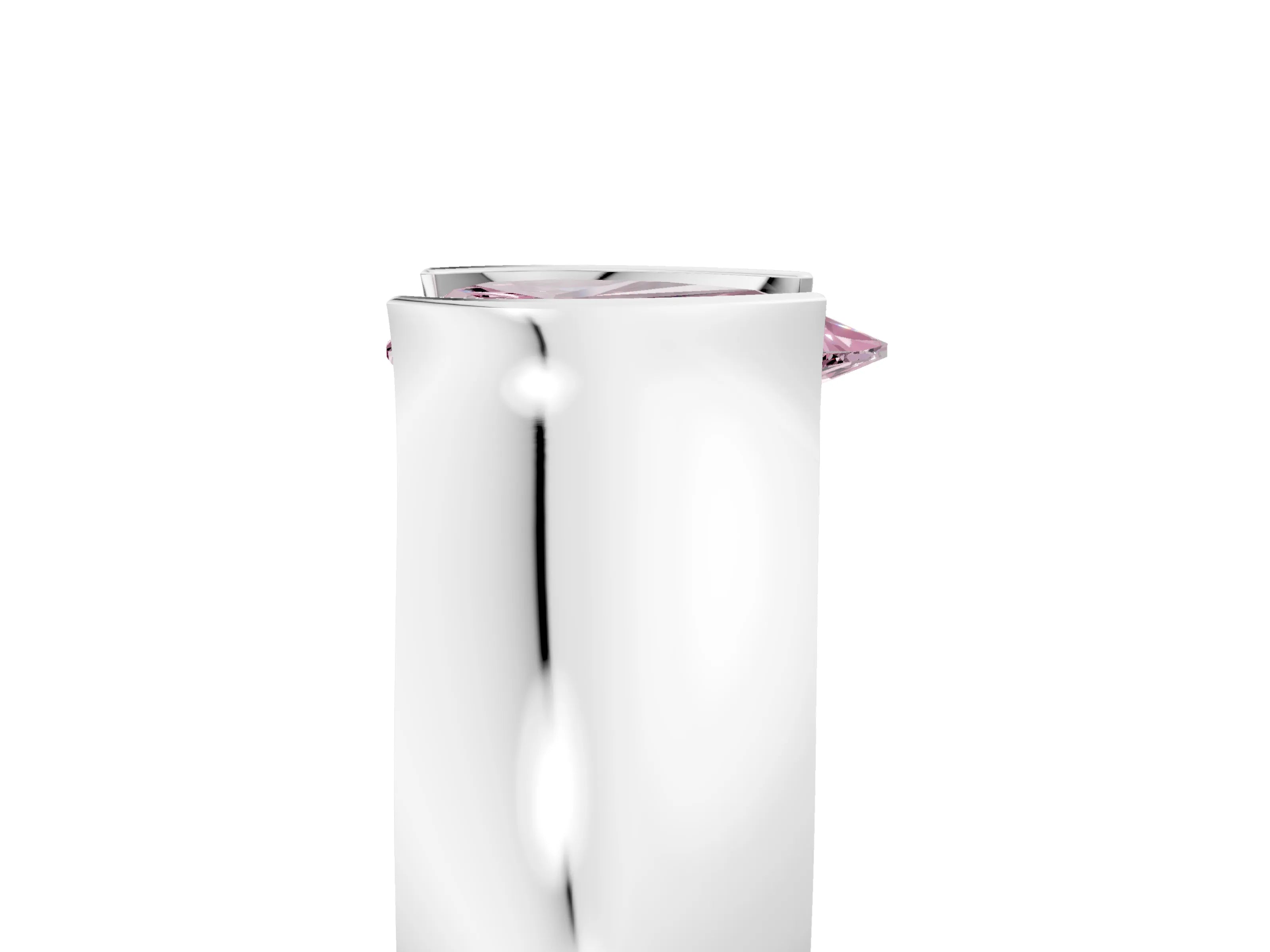 White gold Fancy Pink Pear Cut Solitaire Bezel Set Diamond Ring with Wide Band_17