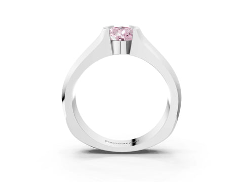 White gold Fancy Pink Pear Cut Solitaire Bezel Set Diamond Ring with Wide Band_3