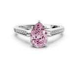 White gold Fancy Pink Pear Cut Solitaire Cathedral Diamond Engagement Ring with Channel-Set Band and Four-Prong Setting_15