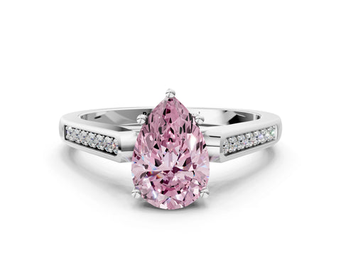 White gold Fancy Pink Pear Cut Solitaire Cathedral Diamond Engagement Ring with Channel-Set Band and Four-Prong Setting_15
