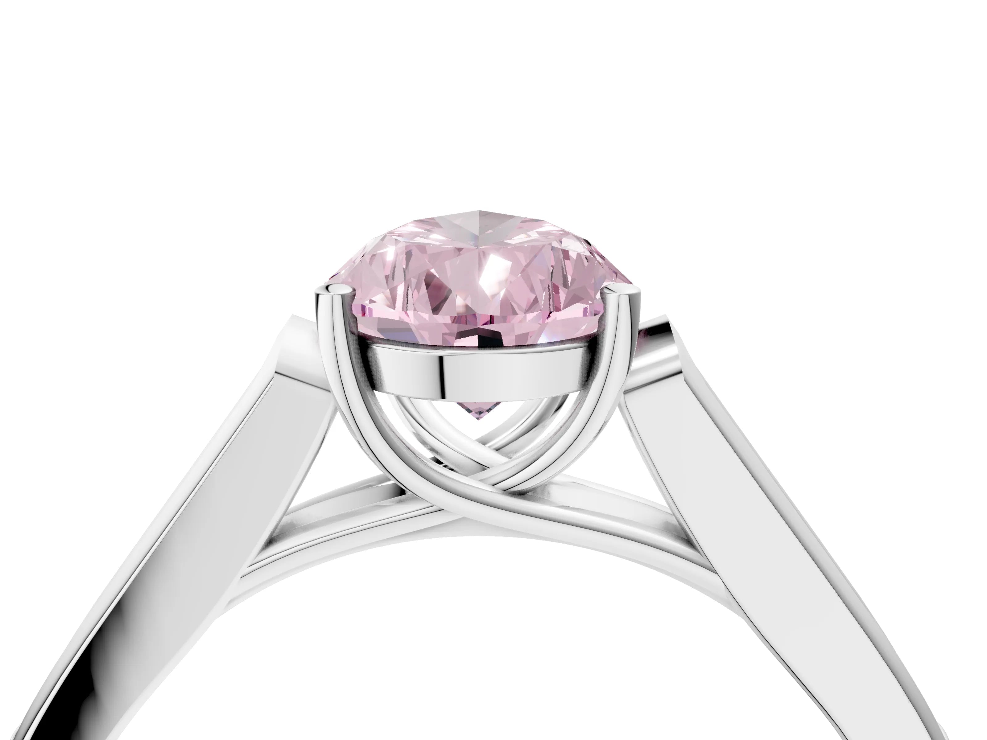 White gold Fancy Pink Pear Cut Solitaire Cathedral Diamond Engagement Ring with Channel-Set Band and Four-Prong Setting_19
