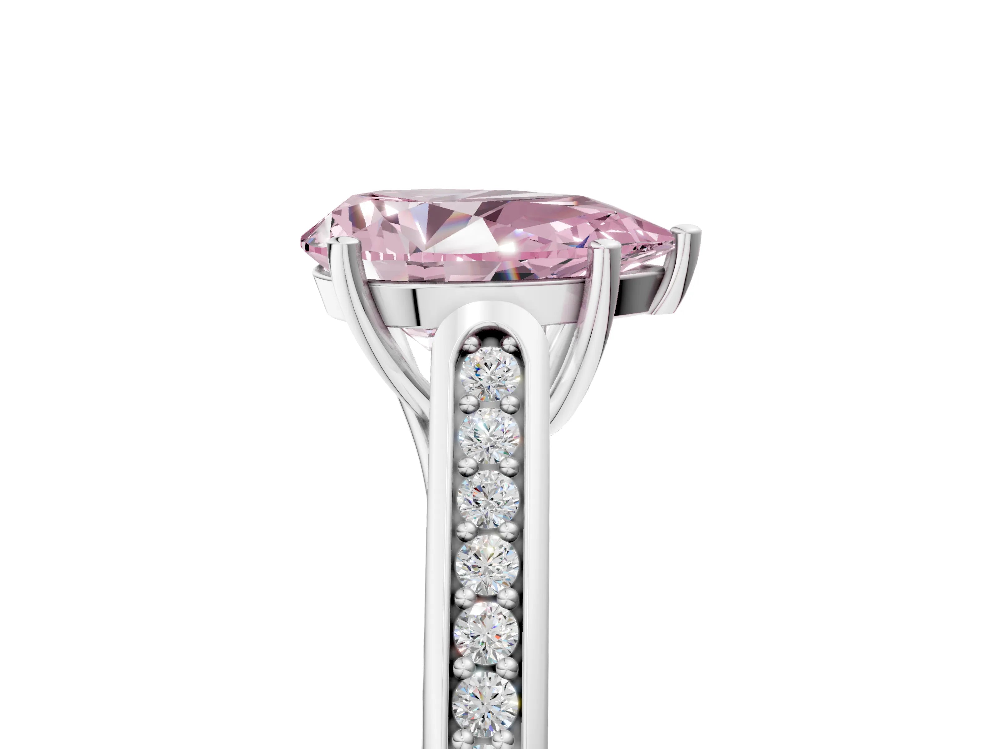 White gold Fancy Pink Pear Cut Solitaire Cathedral Diamond Engagement Ring with Channel-Set Band and Four-Prong Setting_20