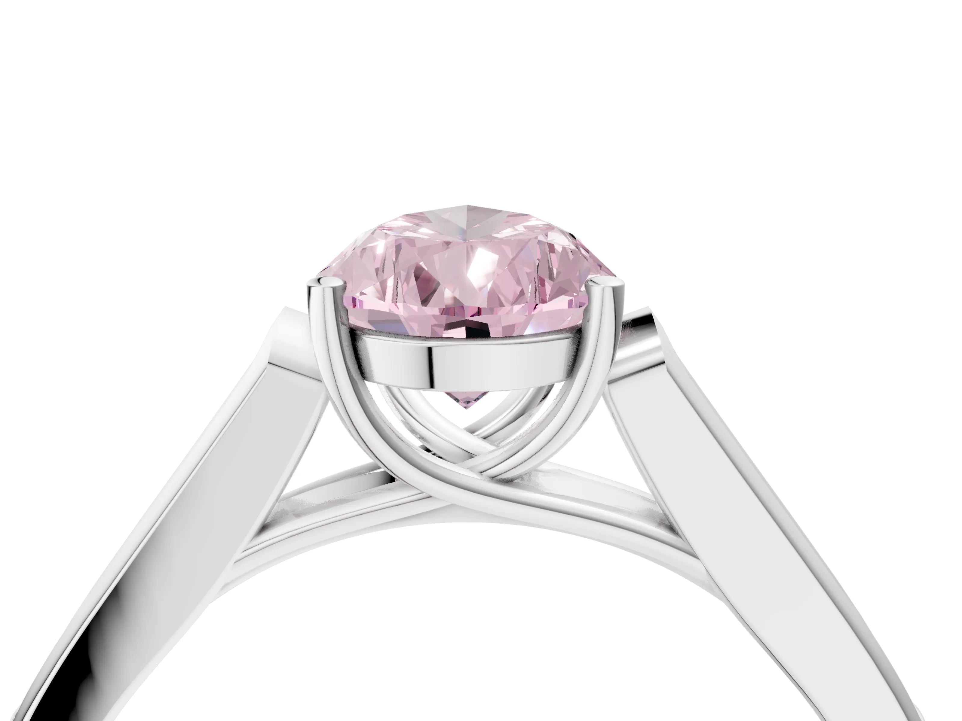 White gold Fancy Pink Pear Cut Solitaire Cathedral Diamond Engagement Ring with Channel-Set Band and Four-Prong Setting_7