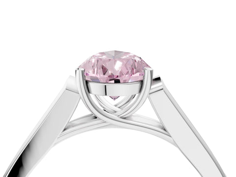 White gold Fancy Pink Pear Cut Solitaire Cathedral Diamond Engagement Ring with Channel-Set Band and Four-Prong Setting_7