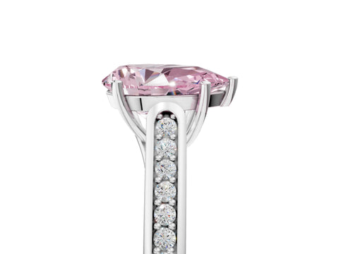 White gold Fancy Pink Pear Cut Solitaire Cathedral Diamond Engagement Ring with Channel-Set Band and Four-Prong Setting_8