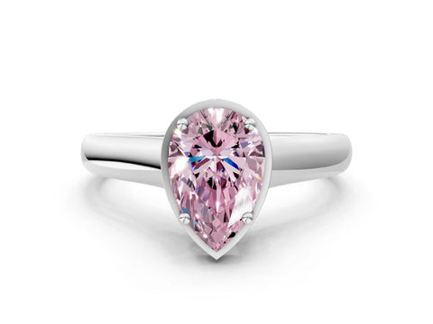 White gold Fancy Pink Pear Cut Solitaire Diamond Engagement Ring with Four-Prong Setting and Tapered Band_12