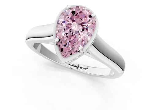 White gold Fancy Pink Pear Cut Solitaire Diamond Engagement Ring with Four-Prong Setting and Tapered Band_13