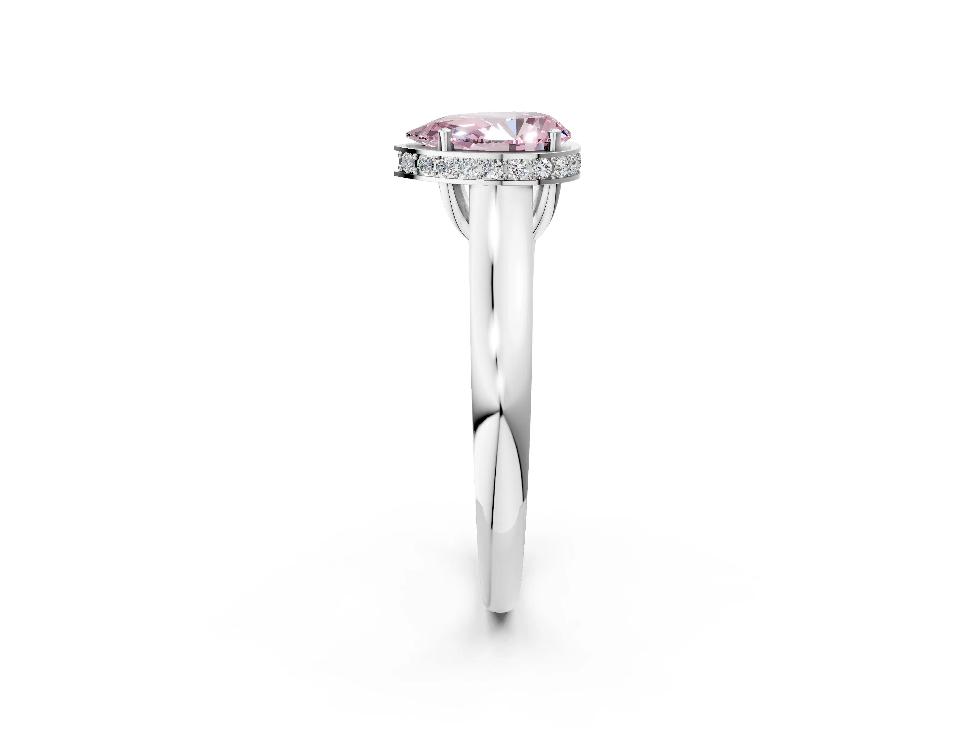 White gold Fancy Pink Pear Cut Solitaire Diamond Engagement Ring with Four-Prong Setting and Tapered Band_14