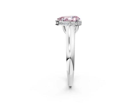 White gold Fancy Pink Pear Cut Solitaire Diamond Engagement Ring with Four-Prong Setting and Tapered Band_14