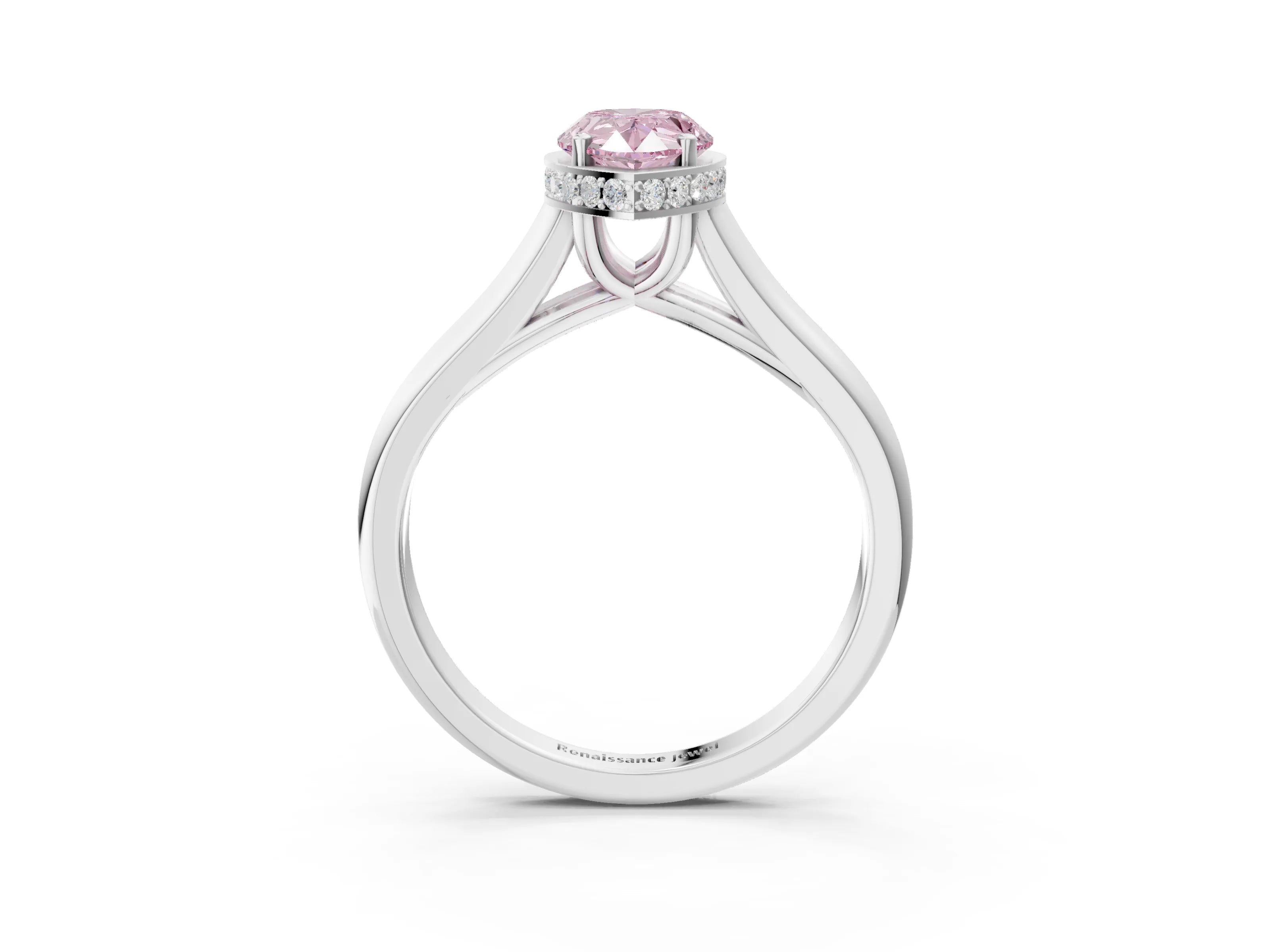 White gold Fancy Pink Pear Cut Solitaire Diamond Engagement Ring with Four-Prong Setting and Tapered Band_15