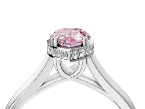 White gold Fancy Pink Pear Cut Solitaire Diamond Engagement Ring with Four-Prong Setting and Tapered Band_16