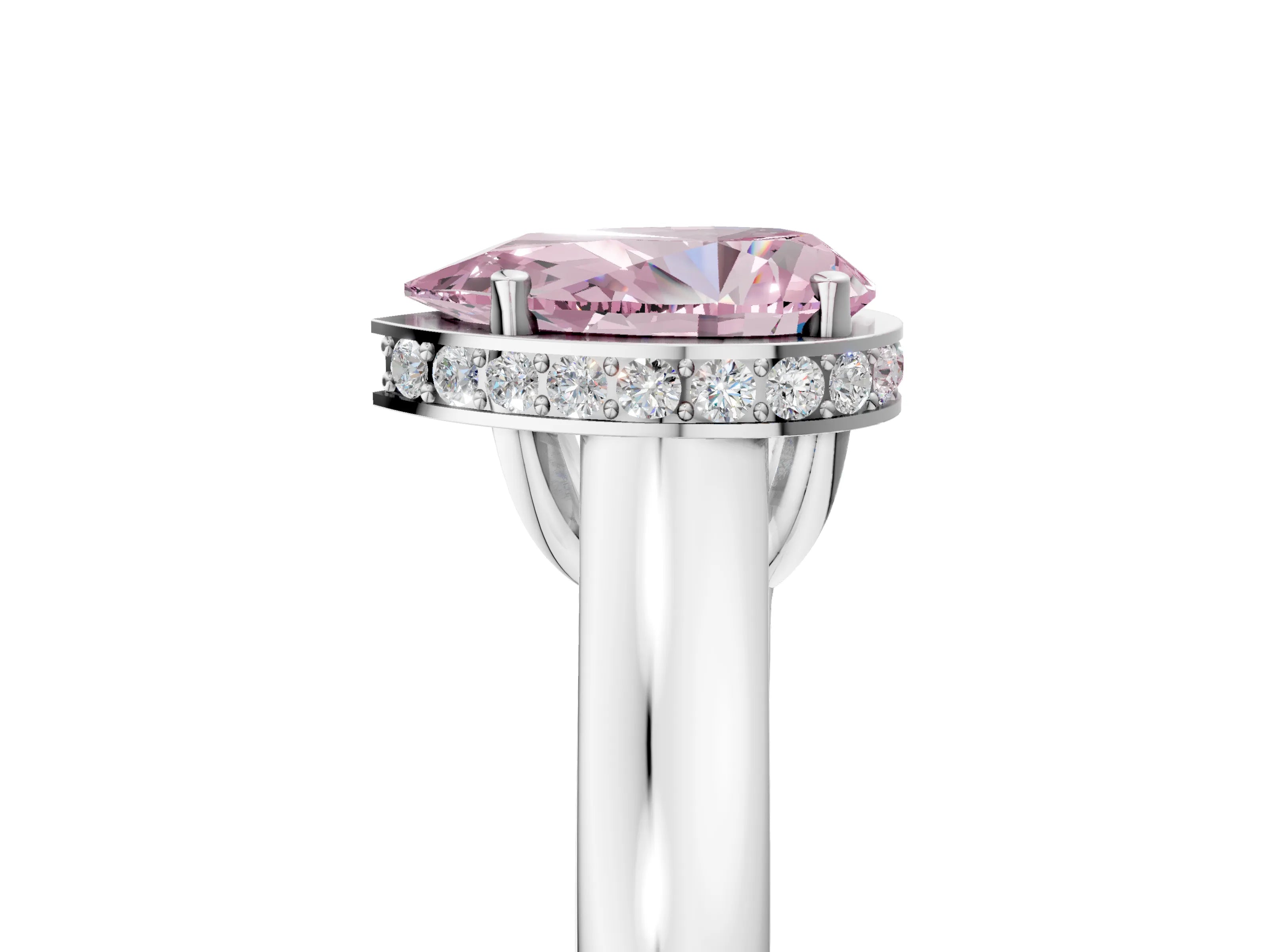White gold Fancy Pink Pear Cut Solitaire Diamond Engagement Ring with Four-Prong Setting and Tapered Band_17