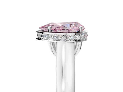 White gold Fancy Pink Pear Cut Solitaire Diamond Engagement Ring with Four-Prong Setting and Tapered Band_17