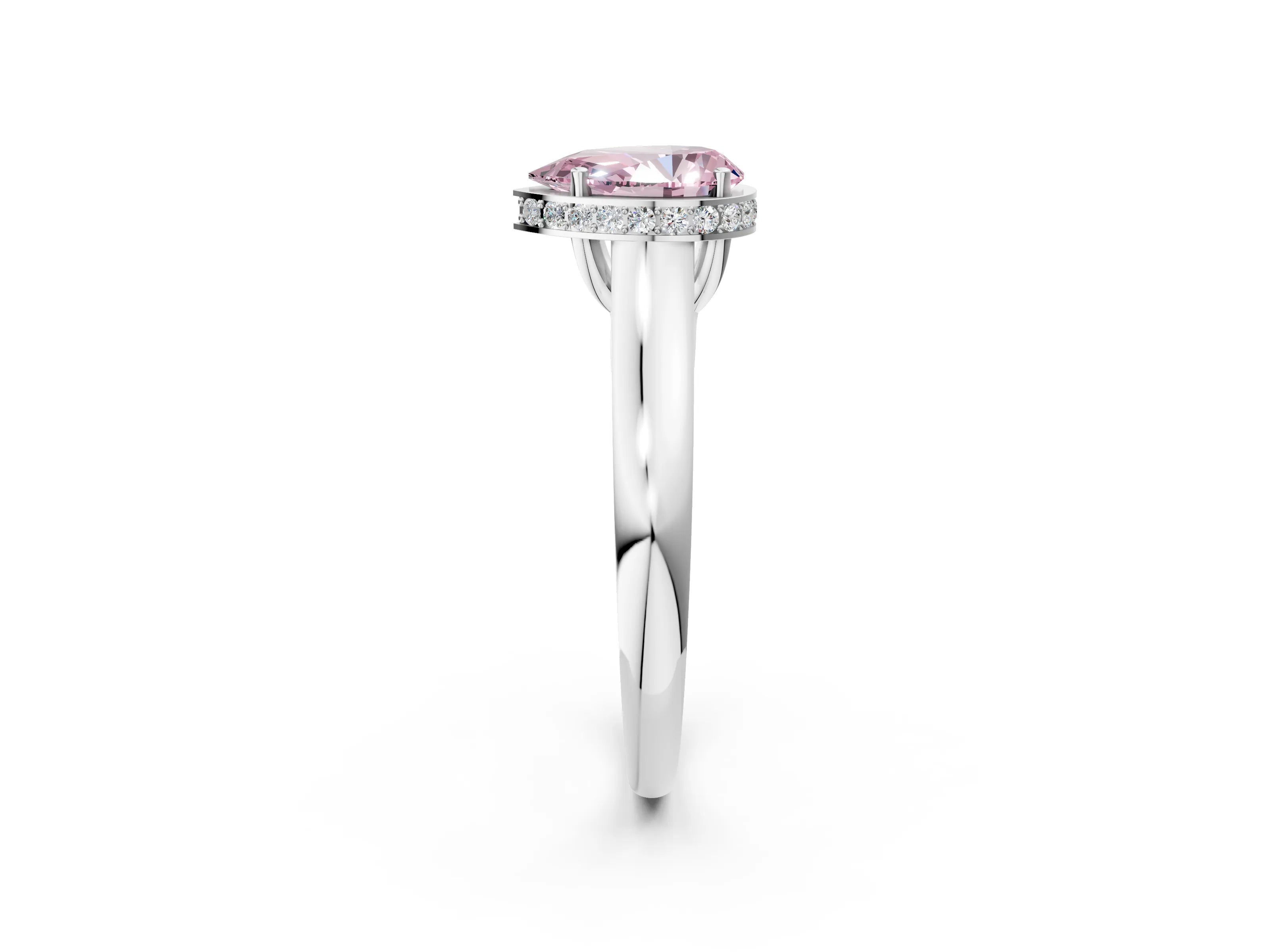 White gold Fancy Pink Pear Cut Solitaire Diamond Engagement Ring with Four-Prong Setting and Tapered Band_2