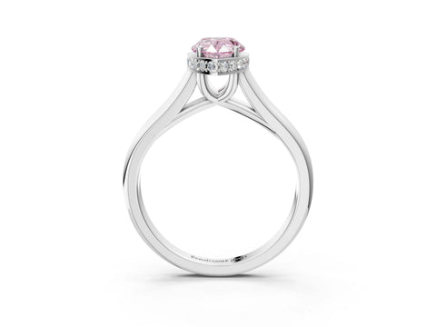 White gold Fancy Pink Pear Cut Solitaire Diamond Engagement Ring with Four-Prong Setting and Tapered Band_3