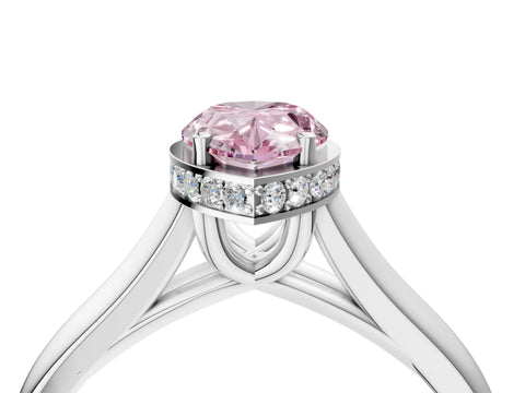 White gold Fancy Pink Pear Cut Solitaire Diamond Engagement Ring with Four-Prong Setting and Tapered Band_4