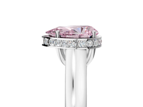 White gold Fancy Pink Pear Cut Solitaire Diamond Engagement Ring with Four-Prong Setting and Tapered Band_5