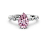 White gold Fancy Pink Pear Cut Solitaire Diamond Engagement Ring with Pavé Band and Six-Prong Setting_12