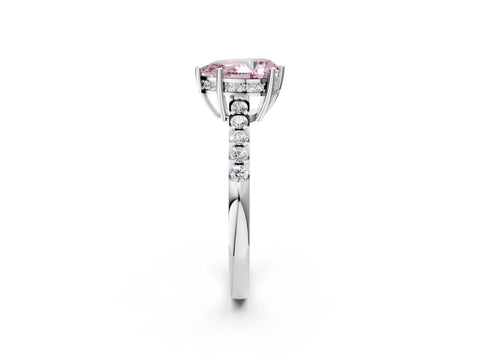 White gold Fancy Pink Pear Cut Solitaire Diamond Engagement Ring with Pavé Band and Six-Prong Setting_14