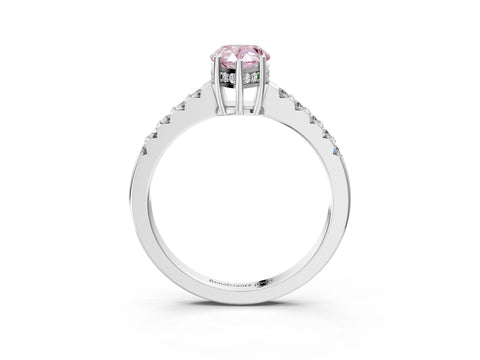 White gold Fancy Pink Pear Cut Solitaire Diamond Engagement Ring with Pavé Band and Six-Prong Setting_15