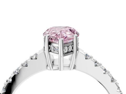 White gold Fancy Pink Pear Cut Solitaire Diamond Engagement Ring with Pavé Band and Six-Prong Setting_16