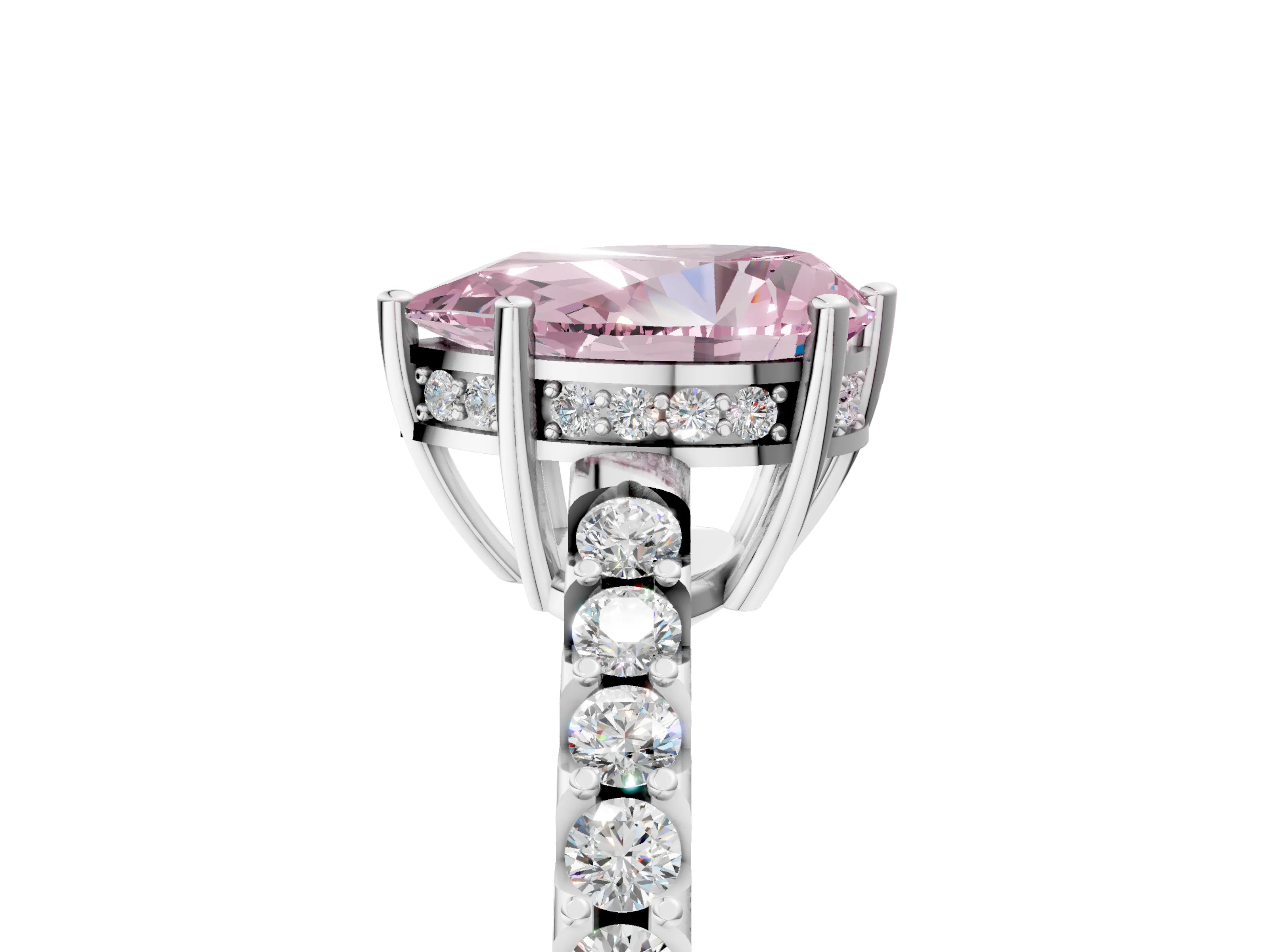 White gold Fancy Pink Pear Cut Solitaire Diamond Engagement Ring with Pavé Band and Six-Prong Setting_17